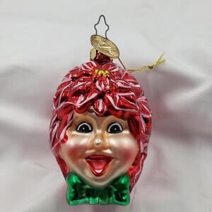 Vintage Mark Klaus 2003 Laughing Lady Ornament 4.5"x3" with Hanging Tag